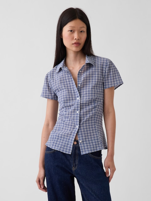 Fitted Cap-Sleeve Shirt