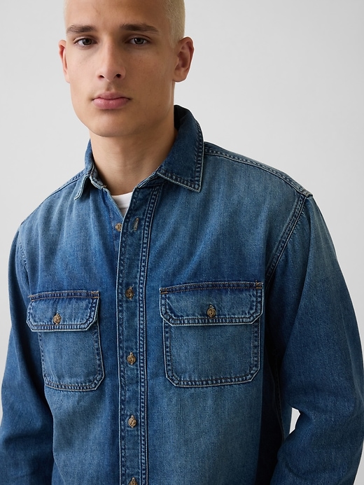 Image number 4 showing, UltraSoft Denim Relaxed Utility Shirt