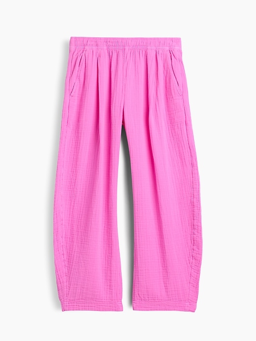 L'image numéro 5 présente Pantalon décontracté coupe baril en gaze de coton