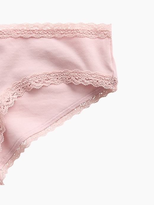 Image number 3 showing, MadeSoft Organic Stretch Cotton Lace-Trim Cheeky Hipster