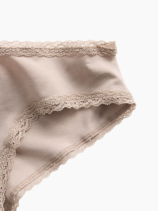 Image number 3 showing, MadeSoft Organic Stretch Cotton Lace-Trim Cheeky Hipster