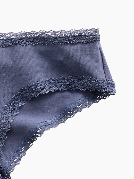Image number 3 showing, MadeSoft Organic Stretch Cotton Lace-Trim Cheeky Hipster