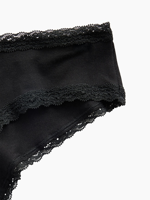 Image number 3 showing, MadeSoft Organic Stretch Cotton Lace-Trim Cheeky Hipster