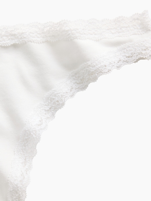 Image number 3 showing, MadeSoft Organic Stretch Cotton Lace-Trim Thong