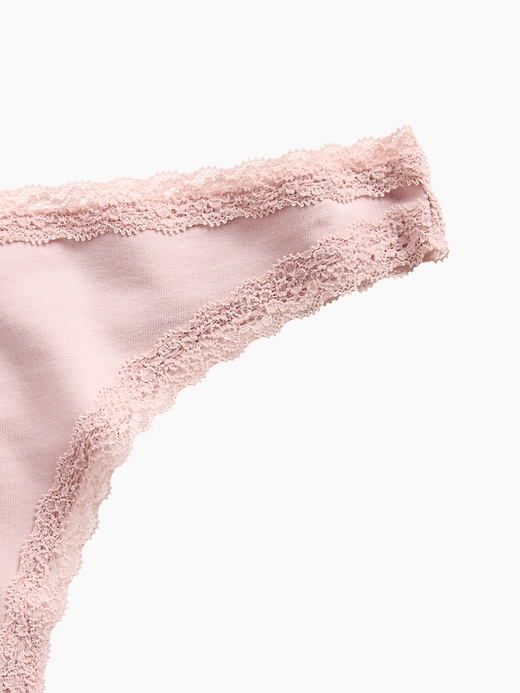 Image number 3 showing, MadeSoft Organic Stretch Cotton Lace-Trim Thong