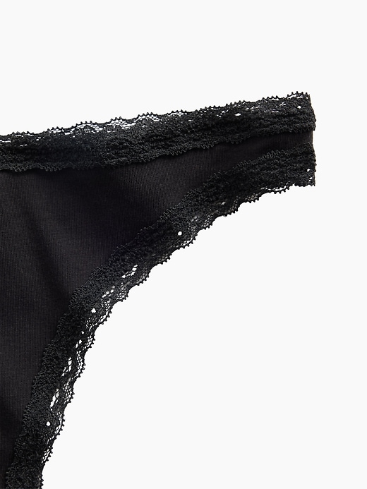 Image number 3 showing, MadeSoft Organic Stretch Cotton Lace-Trim Thong