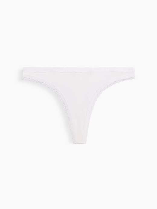 Image number 5 showing, MadeSoft Organic Stretch Cotton Lace-Trim Thong