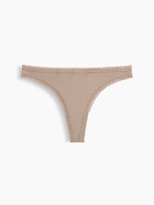 Image number 5 showing, MadeSoft Organic Stretch Cotton Lace-Trim Thong