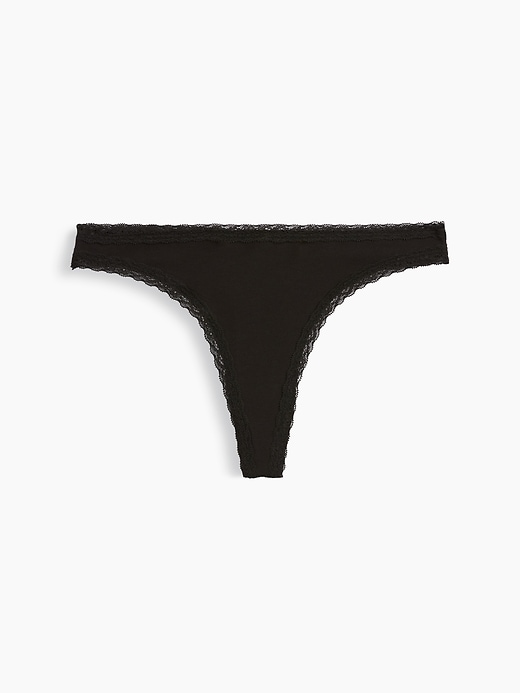 Image number 5 showing, MadeSoft Organic Stretch Cotton Lace-Trim Thong