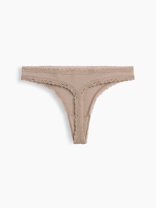 Image number 6 showing, MadeSoft Organic Stretch Cotton Lace-Trim Thong