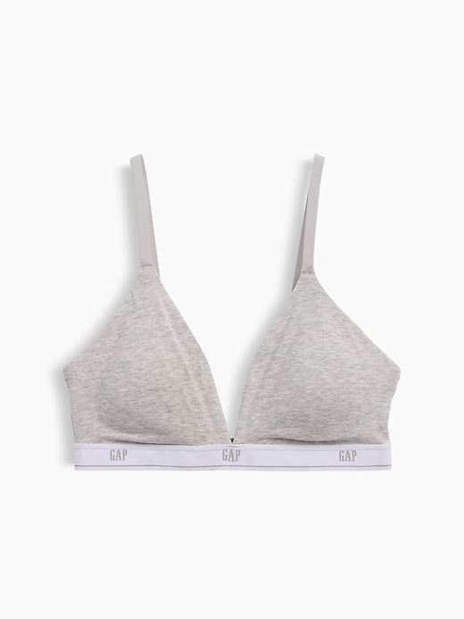 L'image numéro 6 présente Soutien-gorge à bonnets triangulaires en coton biologique extensible PureDouceur à logo