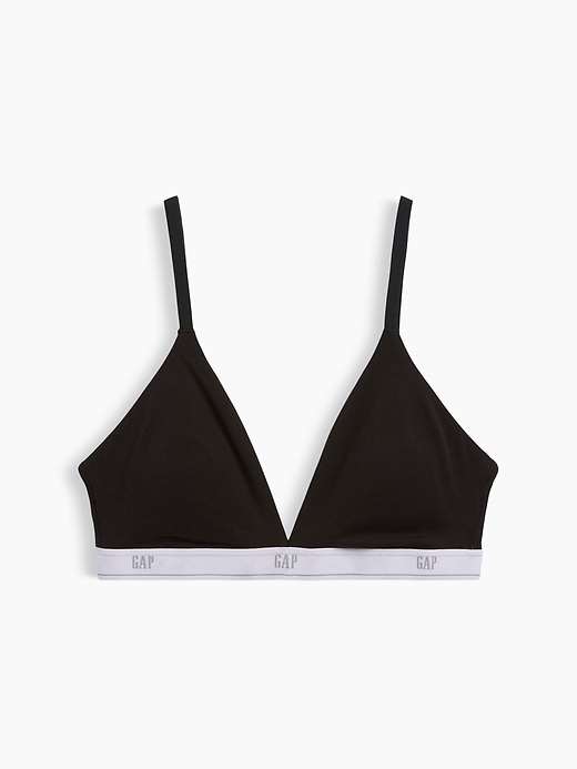L'image numéro 6 présente Soutien-gorge à bonnets triangulaires en coton biologique extensible PureDouceur à logo