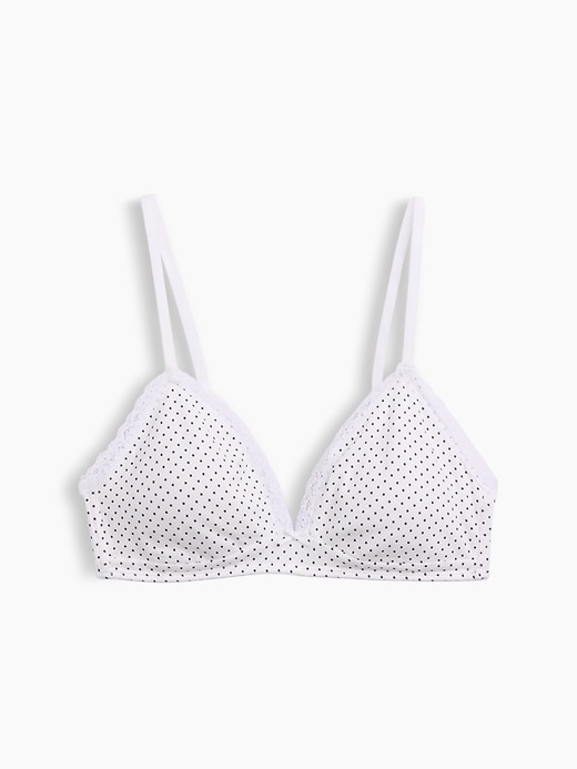 L'image numéro 6 présente Soutien-gorge léger à bonnets triangulaires en coton biologique extensible PureDouceur à bordure en dentelle