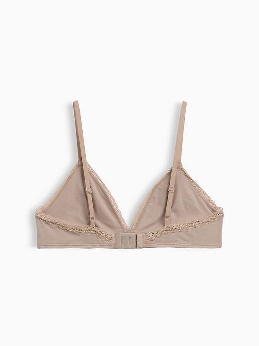 L'image numéro 7 présente Soutien-gorge léger à bonnets triangulaires en coton biologique extensible PureDouceur à bordure en dentelle