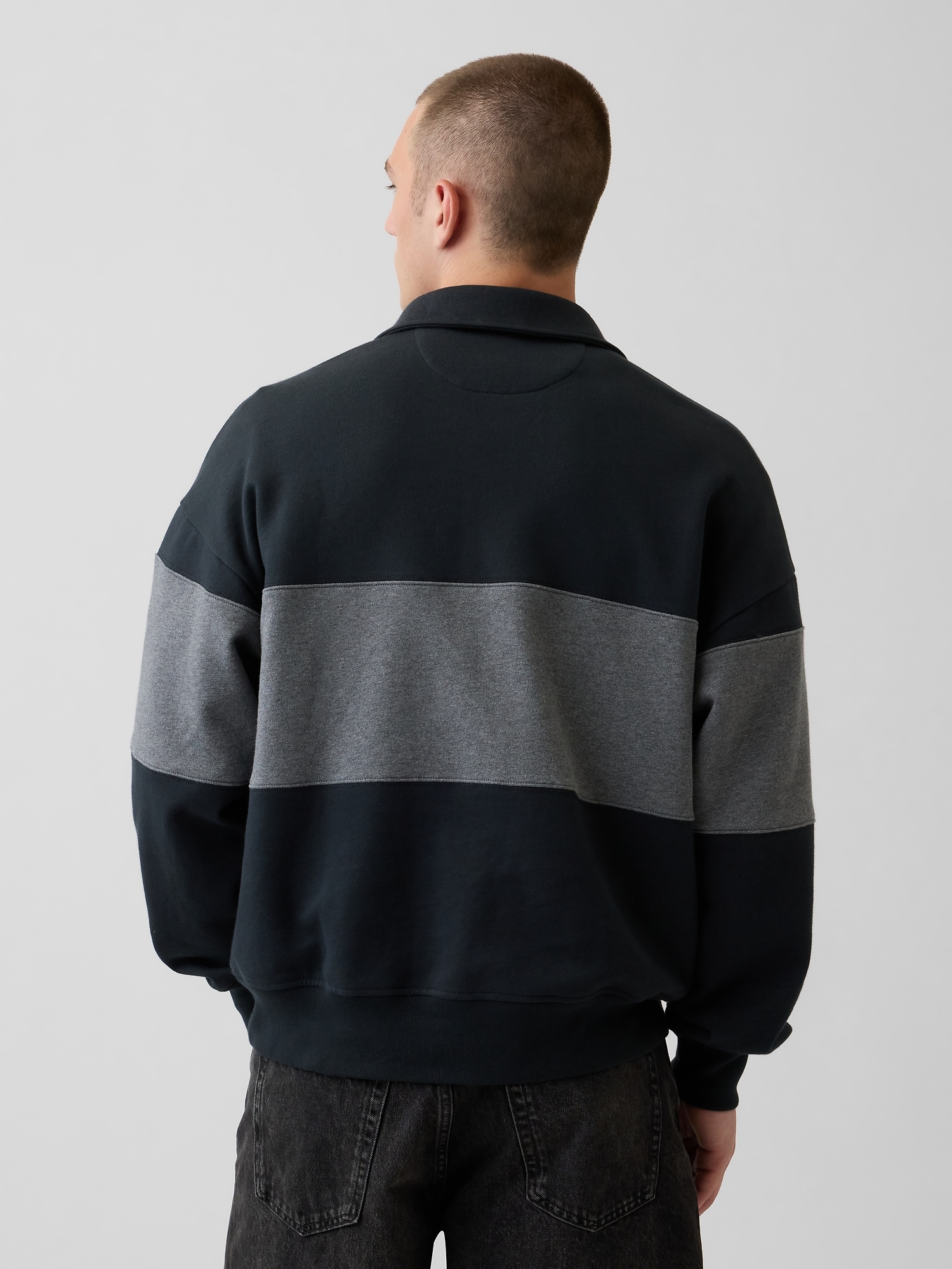 Heavyweight Oversized Stripe Half-Zip Pullover