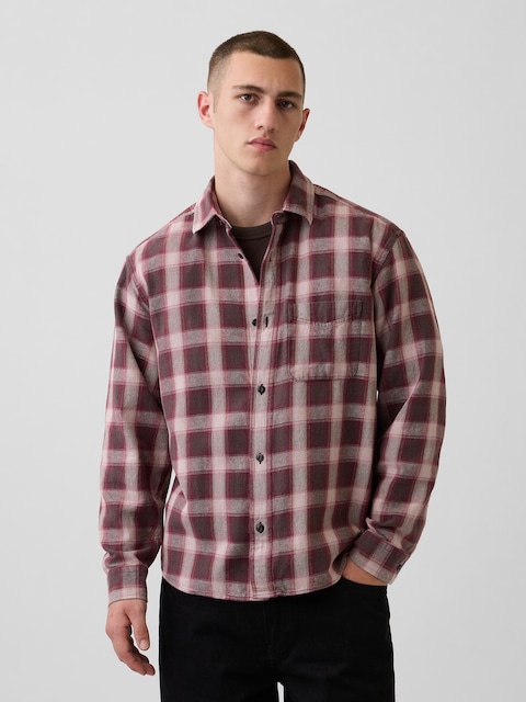 Sunwashed Twill Relaxed Plaid Shirt
