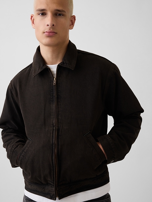 L'image numéro 4 présente Veste de travail droite en denim