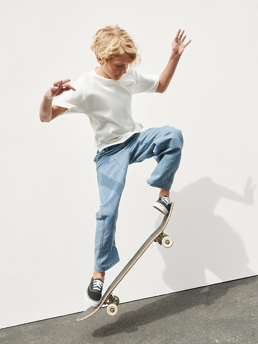 Image number 5 showing, Kids Baggy Stripe Double-Knee Carpenter Jeans