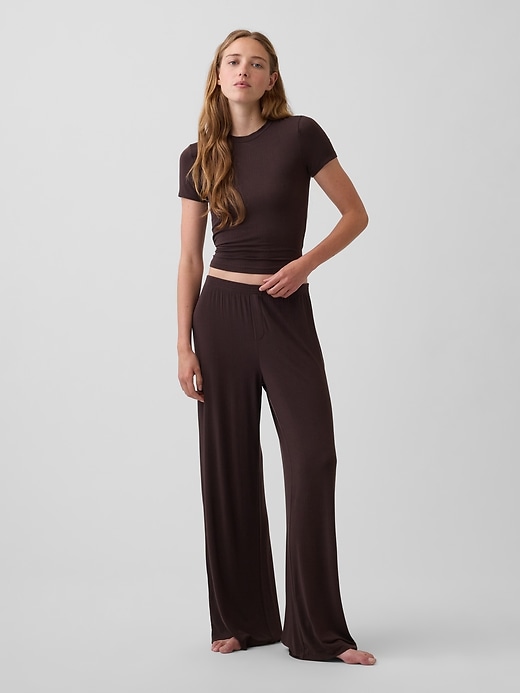 L'image numéro 2 présente T-shirt de pyjama côtelé en modal ultra-doux