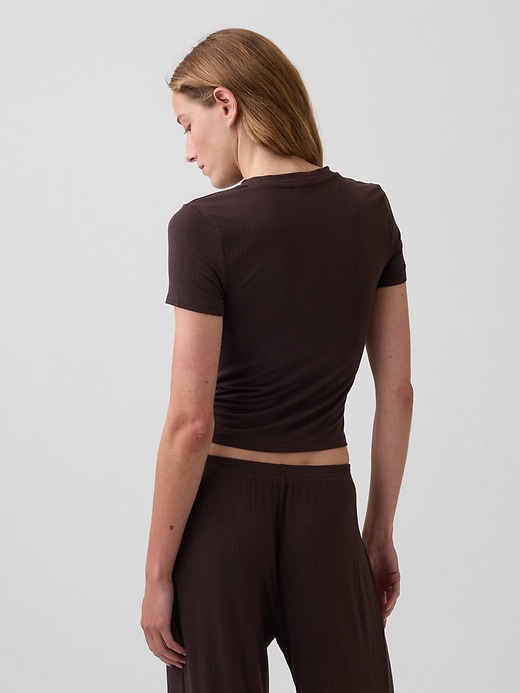 L'image numéro 3 présente T-shirt de pyjama côtelé en modal ultra-doux