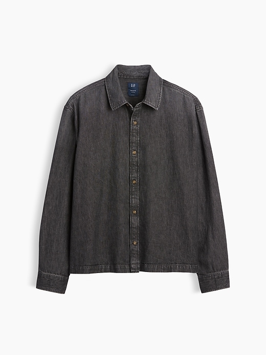 L'image numéro 5 présente Chemise décontractée en denim à ourlet droit