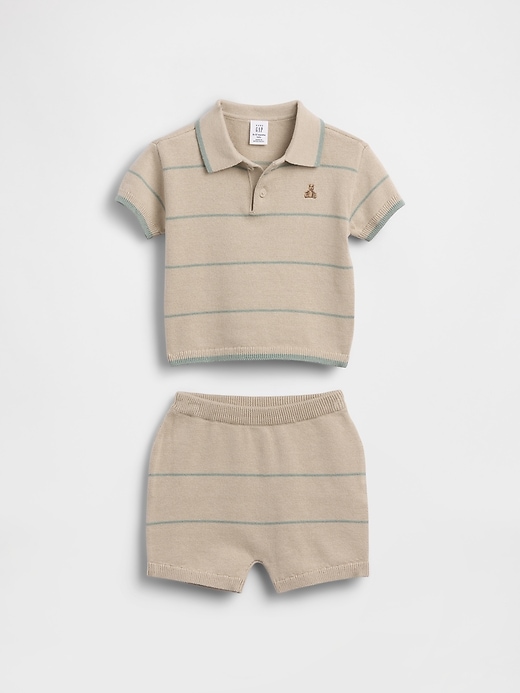 Image number 1 showing, Baby Sweater Polo Stripe Outfit Set