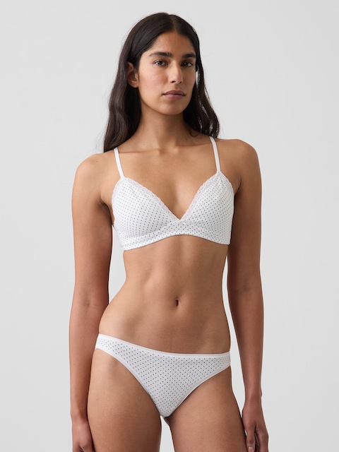 SoftMade Organic Stretch Cotton Lace-Trim Triangle Bralette
