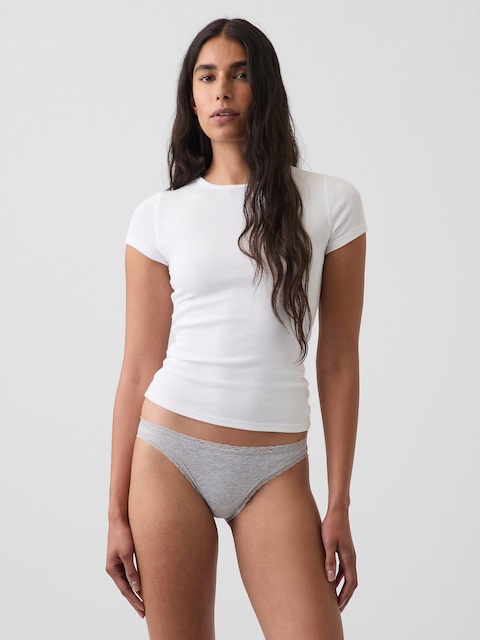 SoftMade Organic Stretch Cotton Lace-Trim Bikini