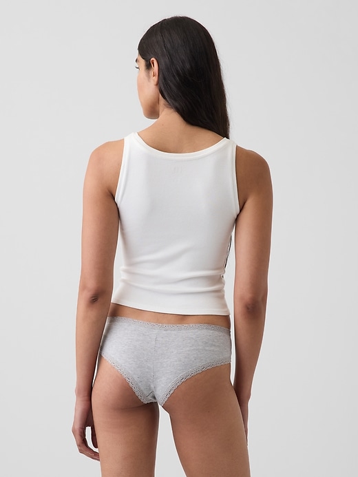 Image number 2 showing, Softest Organic Stretch Cotton Lace-Trim Cheeky Hipster