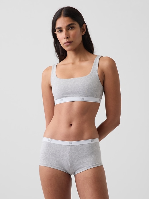 L'image numéro 1 présente Soutien-gorge léger en coton biologique extensible PureDouceur avec logo Gap