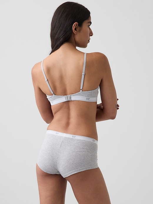 L'image numéro 2 présente Soutien-gorge à bonnets triangulaires en coton biologique extensible PureDouceur à logo