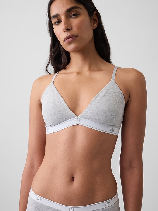 L'image numéro 3 présente Soutien-gorge à bonnets triangulaires en coton biologique extensible PureDouceur à logo