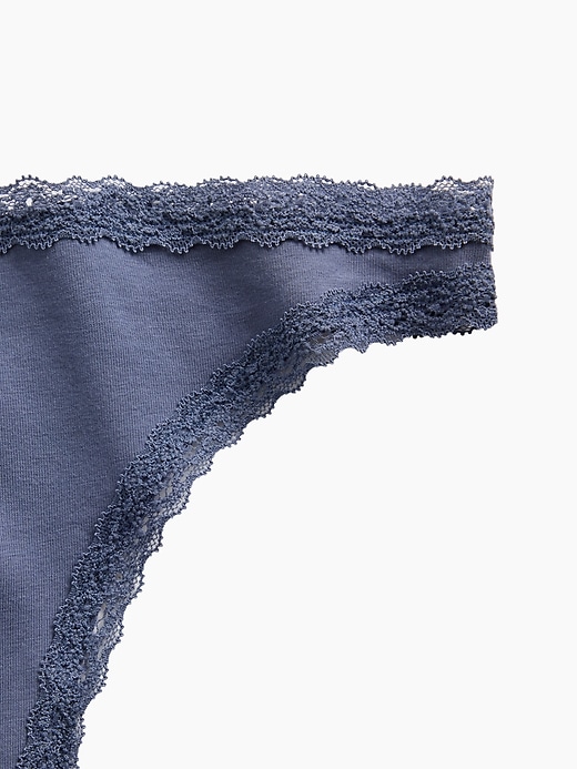 Image number 3 showing, MadeSoft Organic Stretch Cotton Lace-Trim Thong