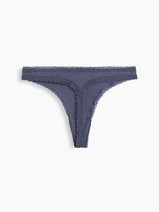 Image number 6 showing, MadeSoft Organic Stretch Cotton Lace-Trim Thong