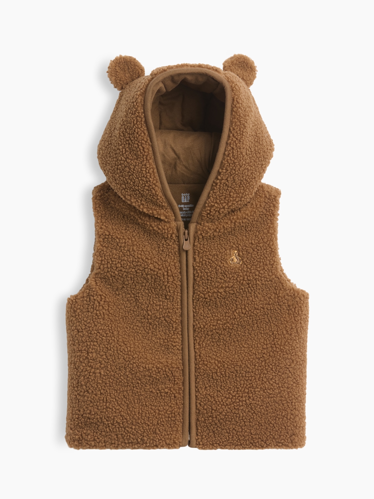 Gilet à capuchon glissière de l'ourson Brannan en sherpa pour Bébé