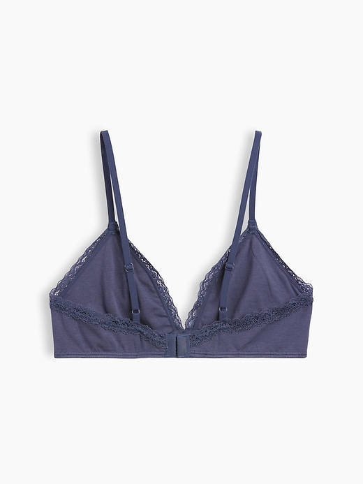L'image numéro 7 présente Soutien-gorge léger à bonnets triangulaires en coton biologique extensible PureDouceur à bordure en dentelle