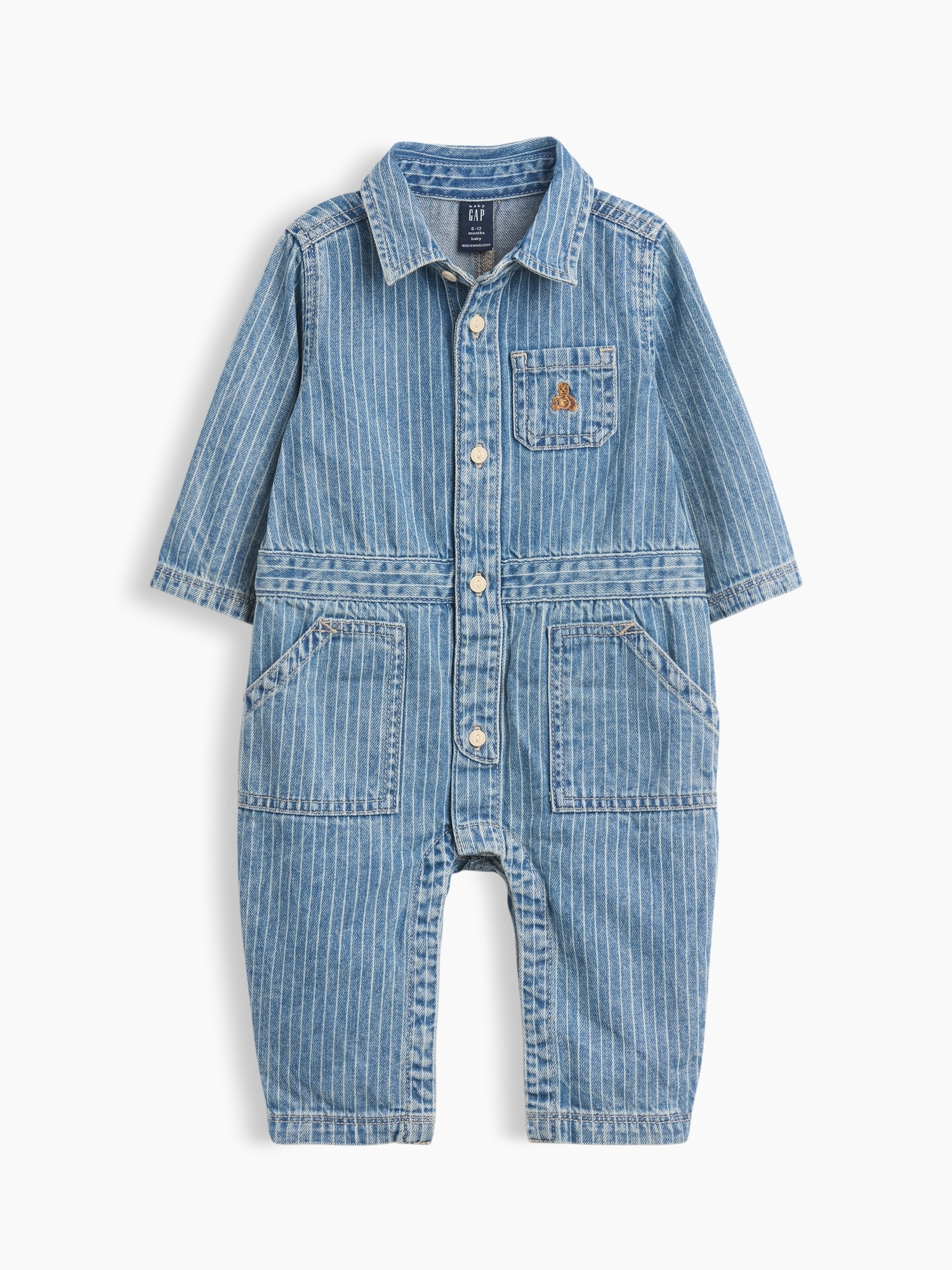Une-pièce utilitaire en denim à rayures pour Bébé