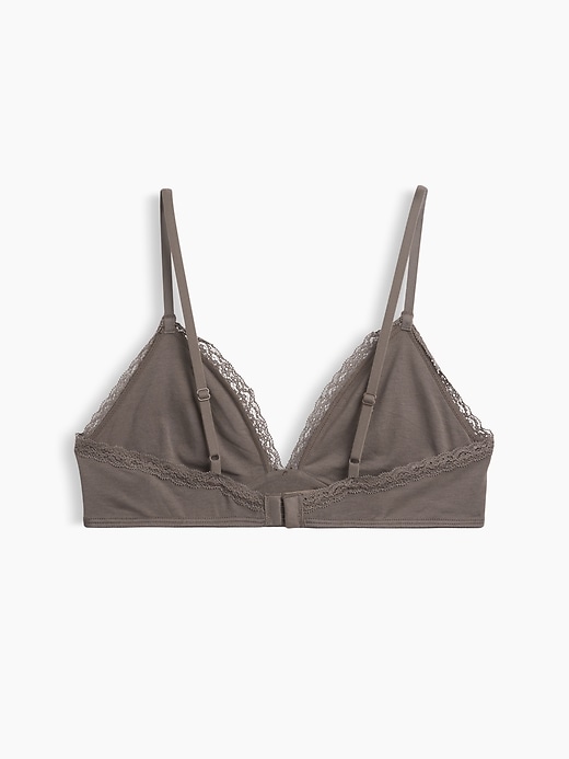 L'image numéro 7 présente Soutien-gorge léger à bonnets triangulaires en coton biologique extensible PureDouceur à bordure en dentelle