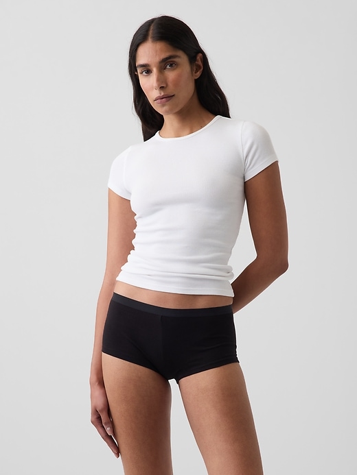 L'image numéro 1 présente Short court en coton biologique extensible PureDouceur