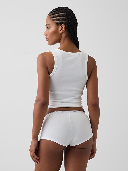 L'image numéro 2 présente Short court en coton biologique extensible PureDouceur à logo