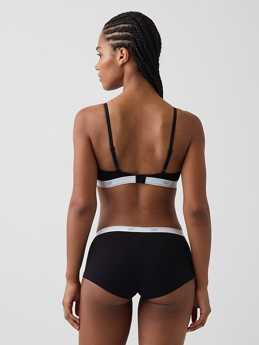 L'image numéro 2 présente Soutien-gorge à bonnets triangulaires en coton biologique extensible PureDouceur à logo