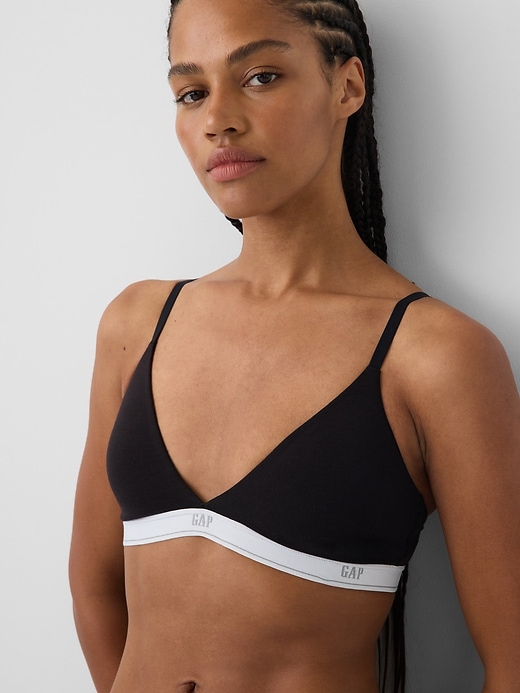 L'image numéro 3 présente Soutien-gorge à bonnets triangulaires en coton biologique extensible PureDouceur à logo