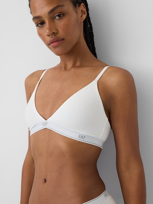L'image numéro 3 présente Soutien-gorge à bonnets triangulaires en coton biologique extensible PureDouceur à logo