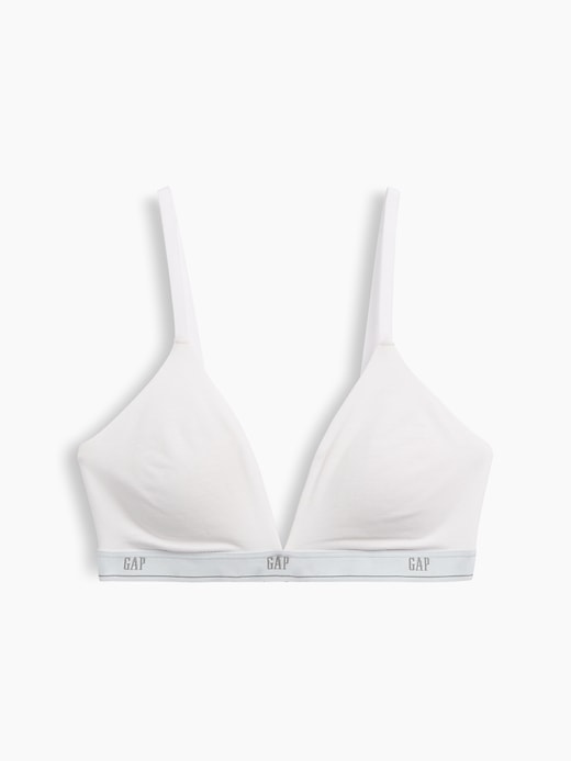 L'image numéro 6 présente Soutien-gorge à bonnets triangulaires en coton biologique extensible PureDouceur à logo