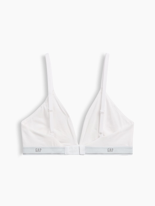 L'image numéro 7 présente Soutien-gorge à bonnets triangulaires en coton biologique extensible PureDouceur à logo