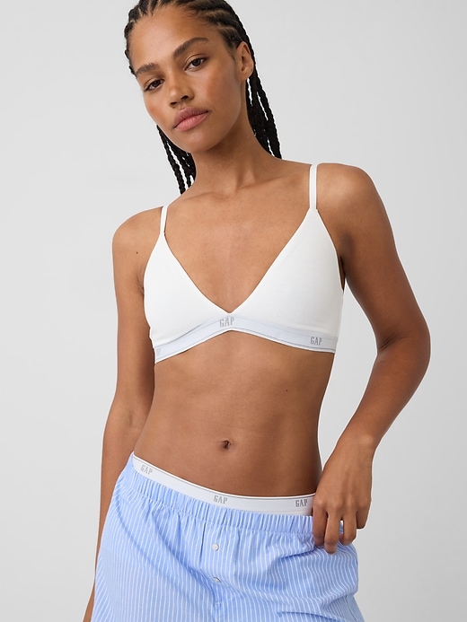 L'image numéro 5 présente Soutien-gorge à bonnets triangulaires en coton biologique extensible PureDouceur à logo