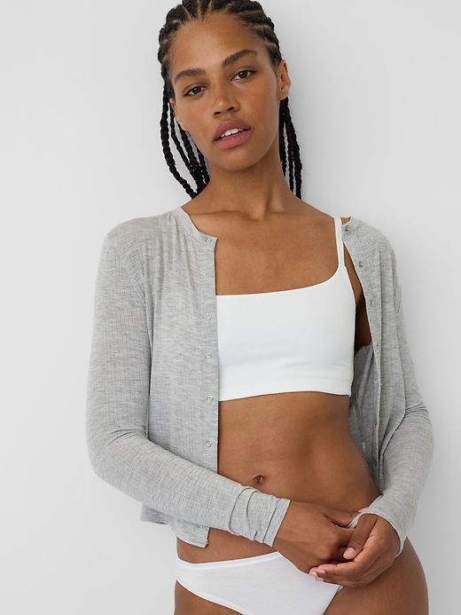 L'image numéro 5 présente Soutien-gorge léger à encolure dégagée en coton biologique extensible PureDouceur