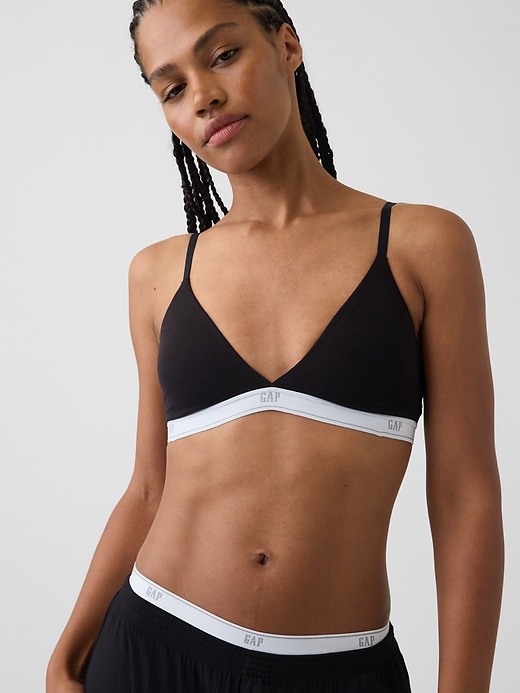 L'image numéro 5 présente Soutien-gorge à bonnets triangulaires en coton biologique extensible PureDouceur à logo