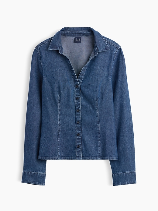 L'image numéro 5 présente Chemisier ajusté en denim