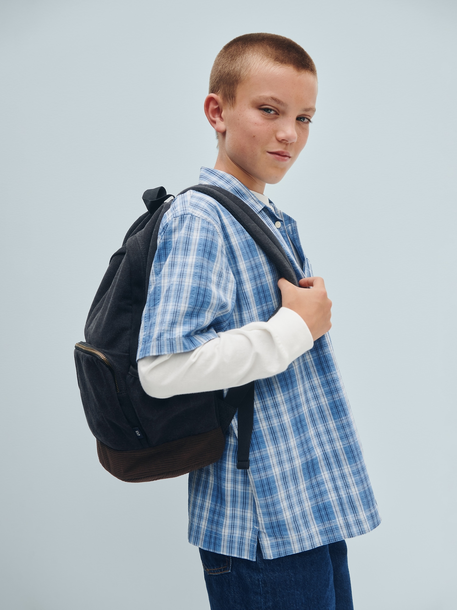 Sac à dos en denim et en velours côtelé pour enfant